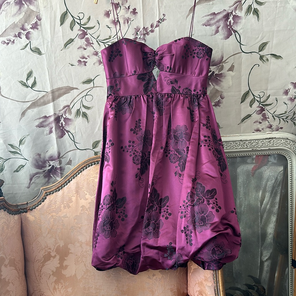 Summer Party Satin Floral Jacquard Spaghetti Straps Cocktail Dress Vivienne Tam
